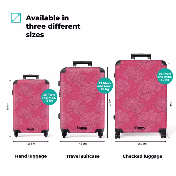 Suitcase - Peonies - Energetic - Pink — 1