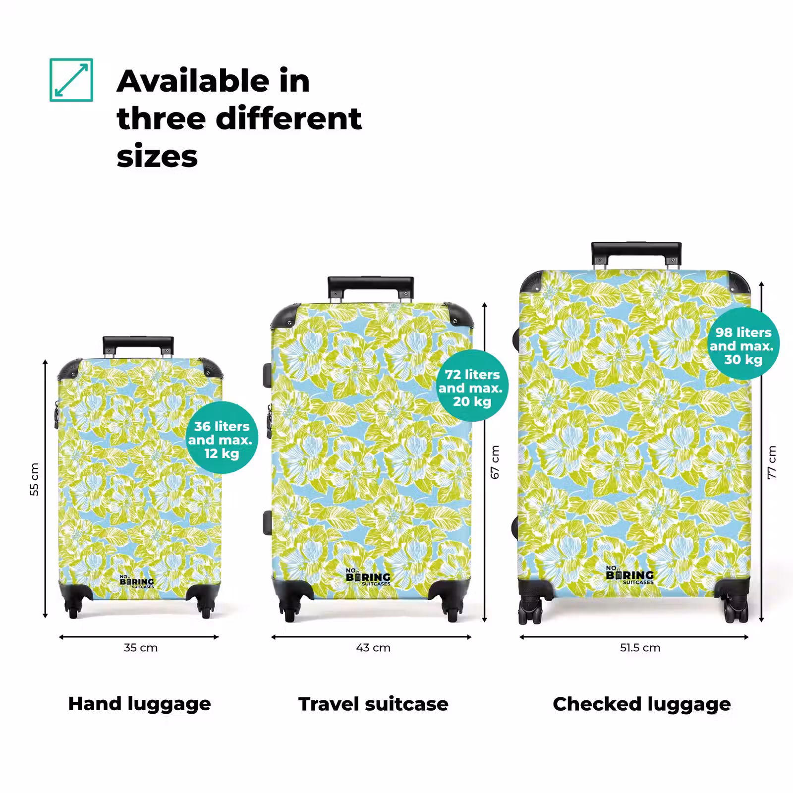 Suitcase - Modern - Flowers - Green — 1