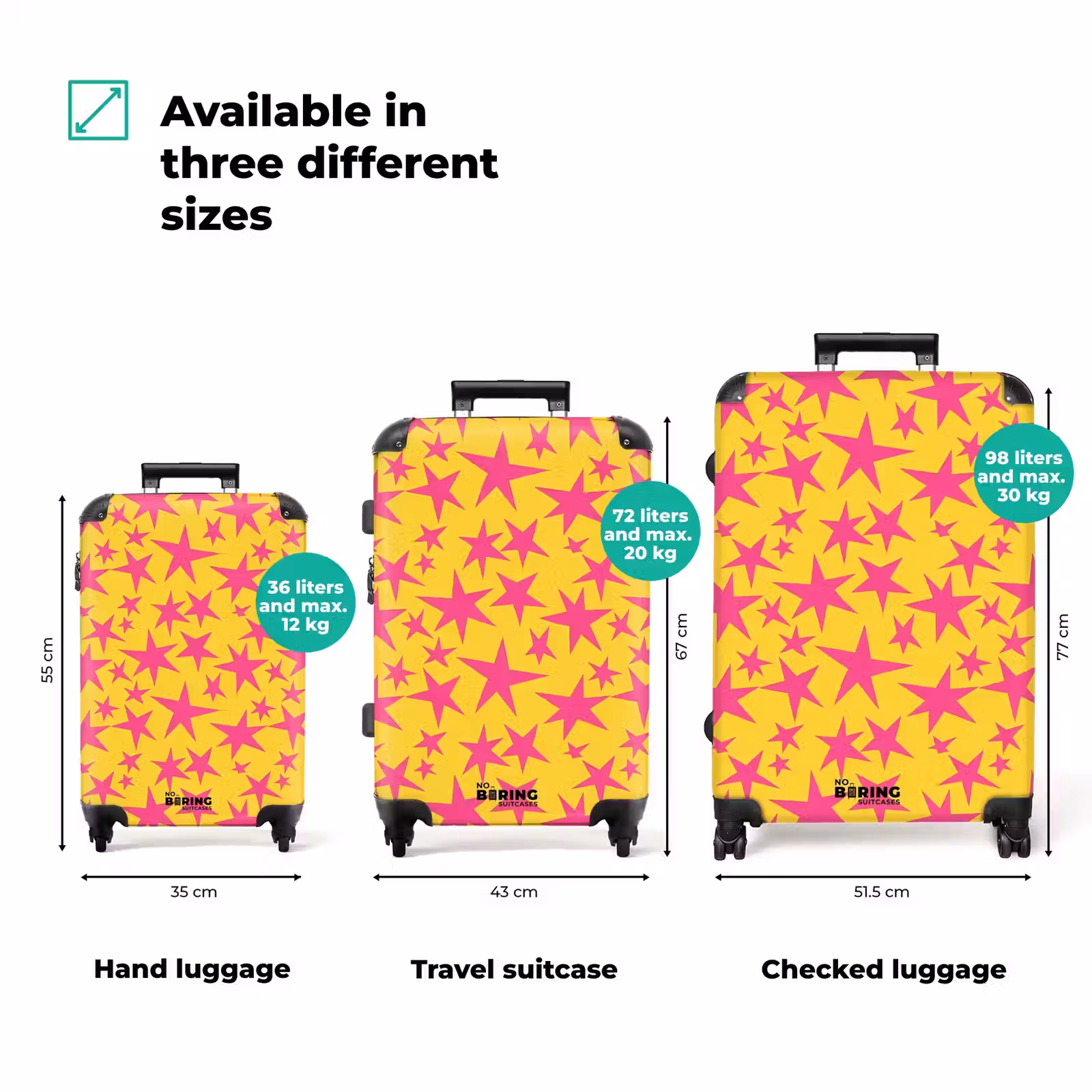 Suitcase - Stars - Pattern - Pink - Yellow — 1