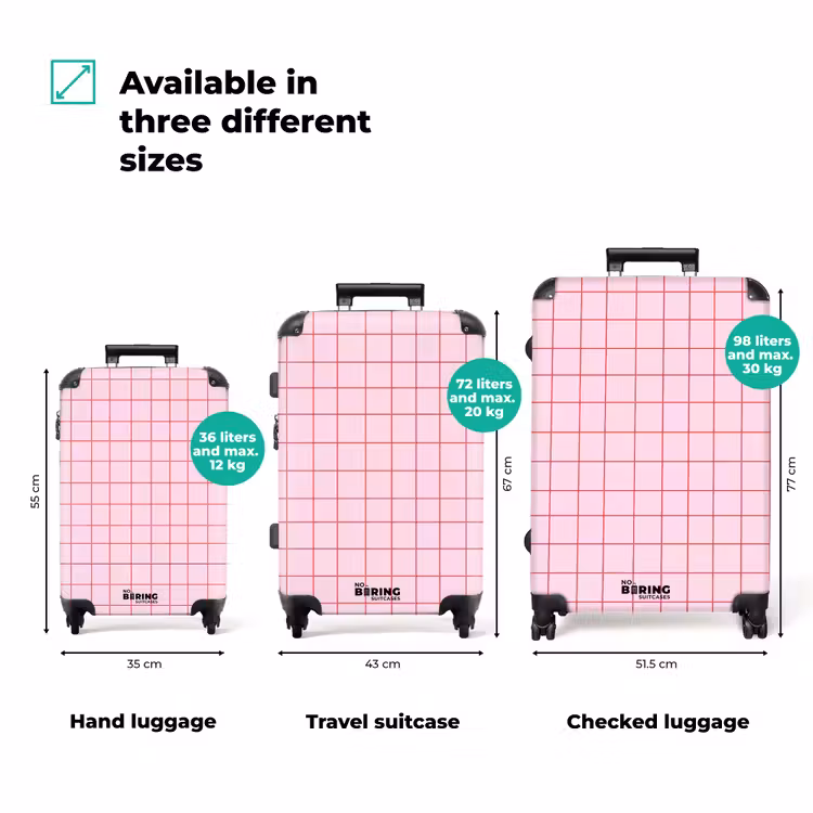 Suitcase - Grid - Pattern - Pink — 1