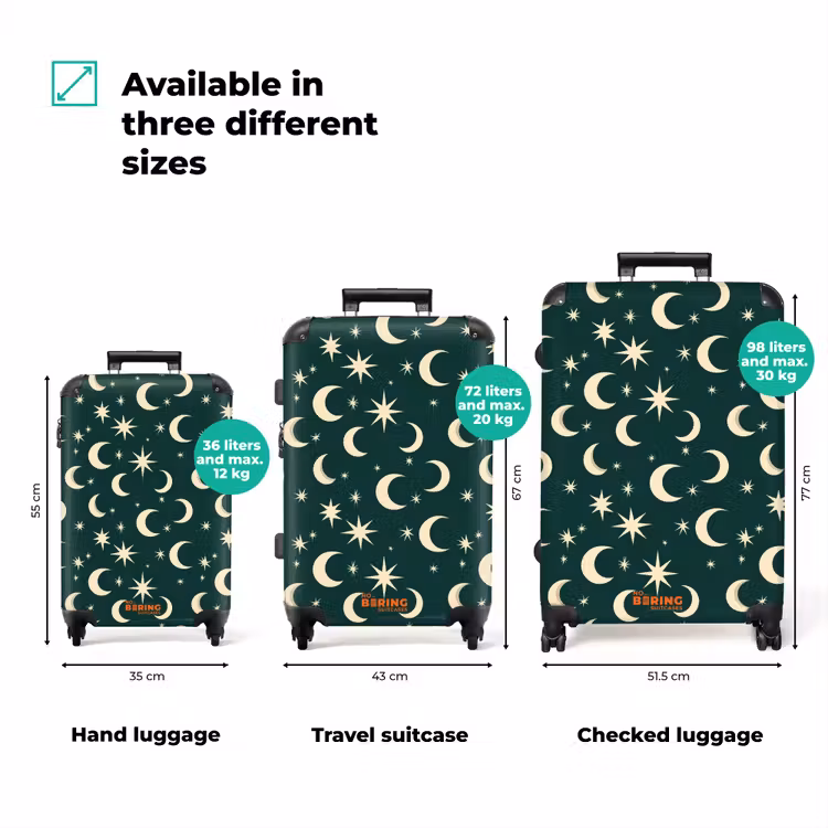 Suitcase - Moons - Stars - Green — 1