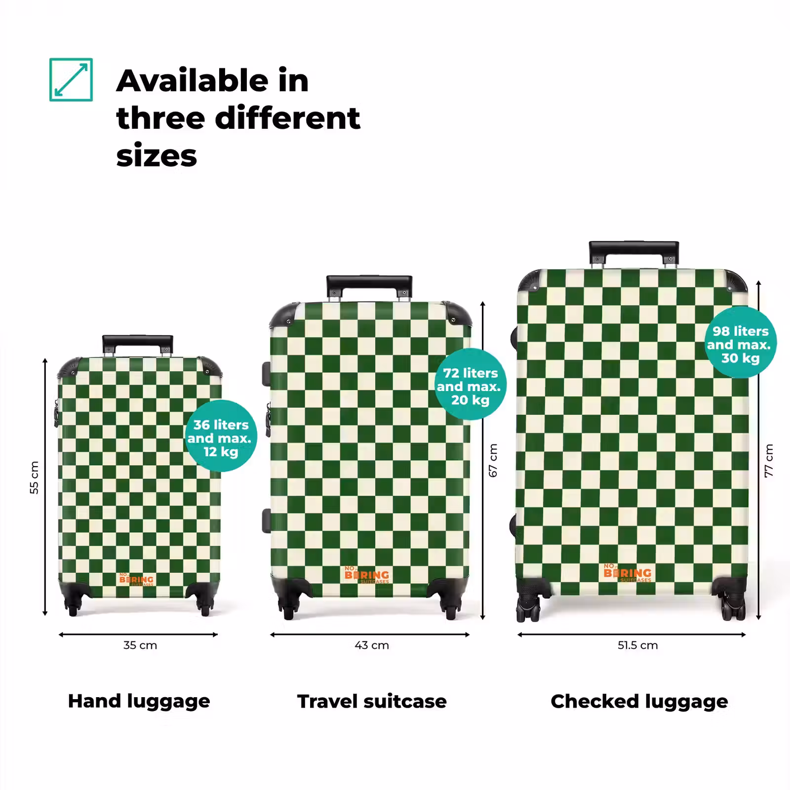 Suitcase - Chessboard - Pattern - Green — 1