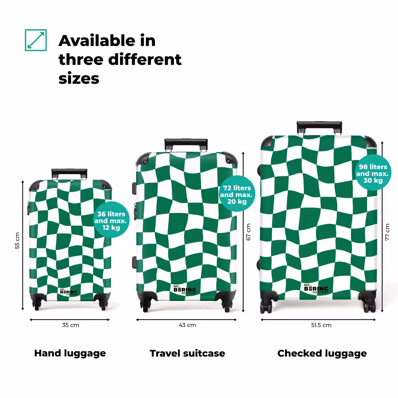 Suitcase - Chessboard - Wavy - Green — 1