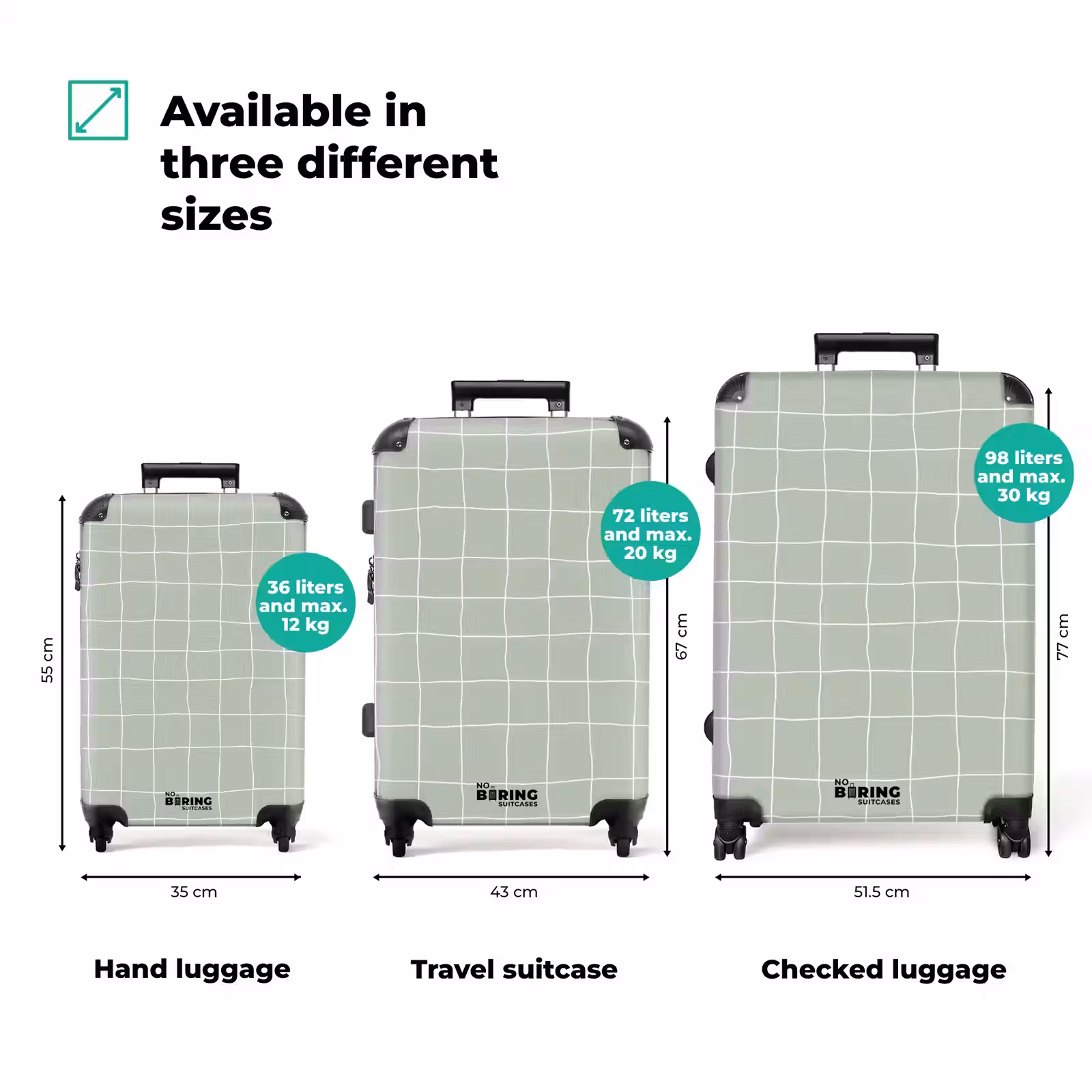 Suitcase - Diamond Pattern - Wavy - Green — 1