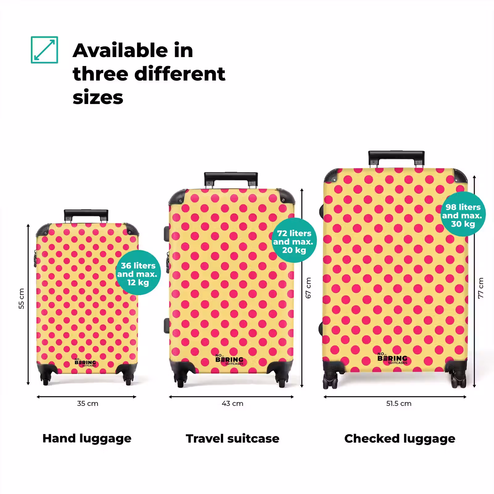 Suitcase - Pink - Dots - Yellow — 1