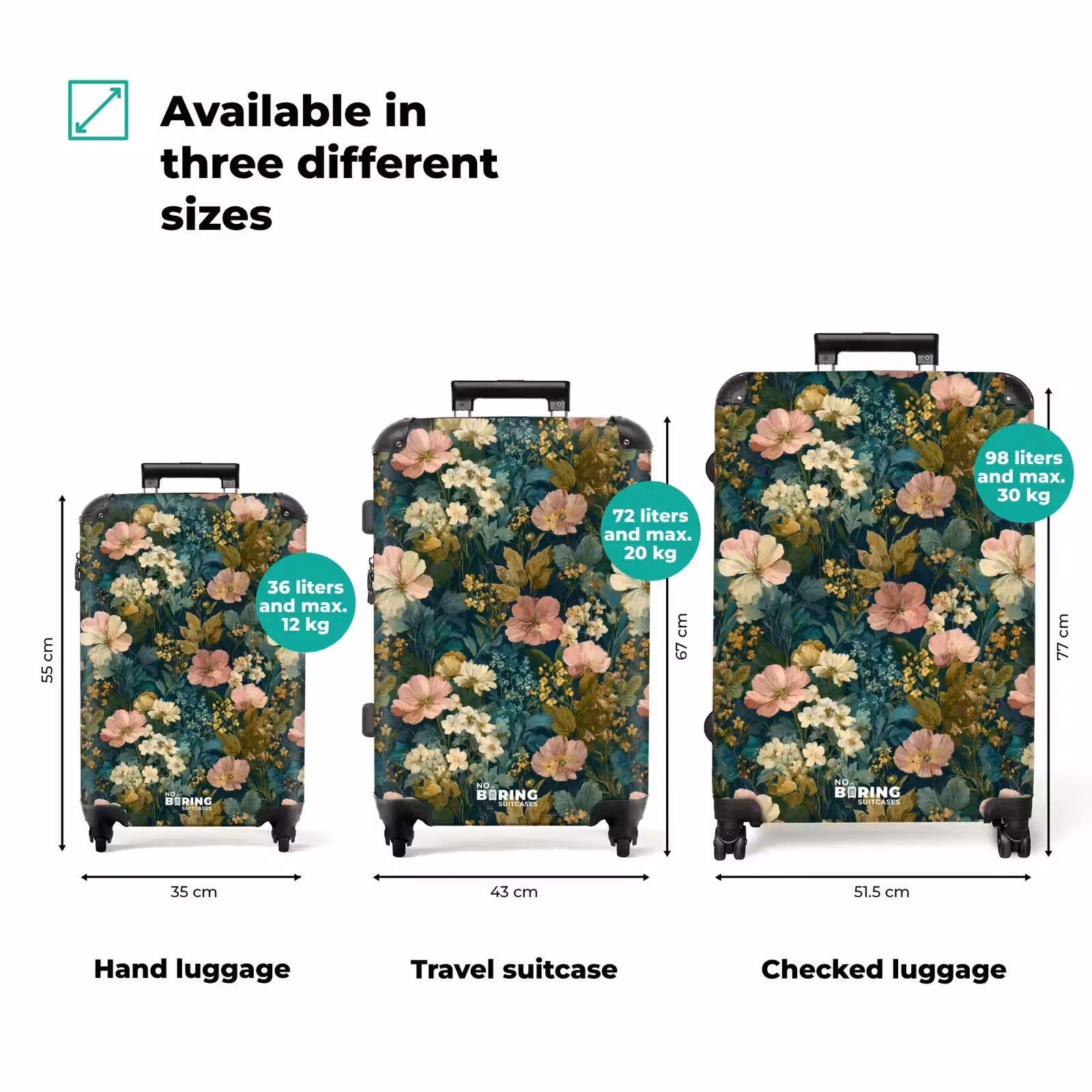 Suitcase - Wildflowers - Botanical - Pattern - Pink - Romantic — 1