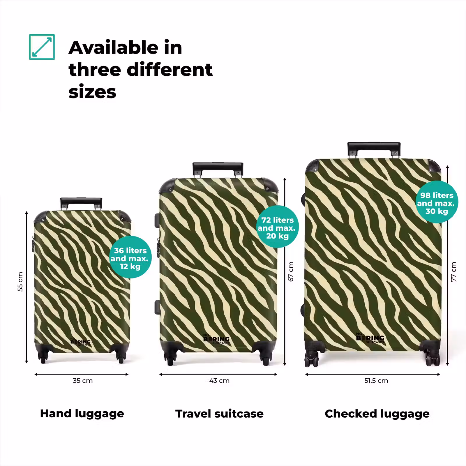 Suitcase - Zebra - Pattern - Green — 1