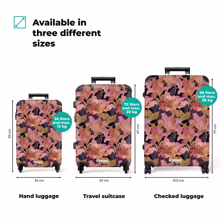 Suitcase - Lilies - Pattern - Pink - Gold — 1