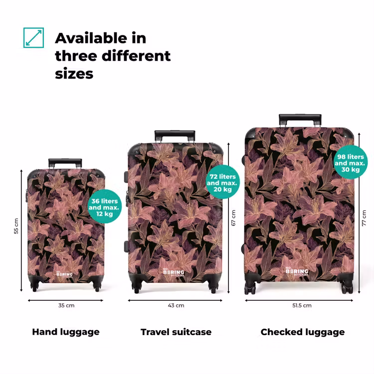Suitcase - Lilies - Pattern - Purple - Gold — 1
