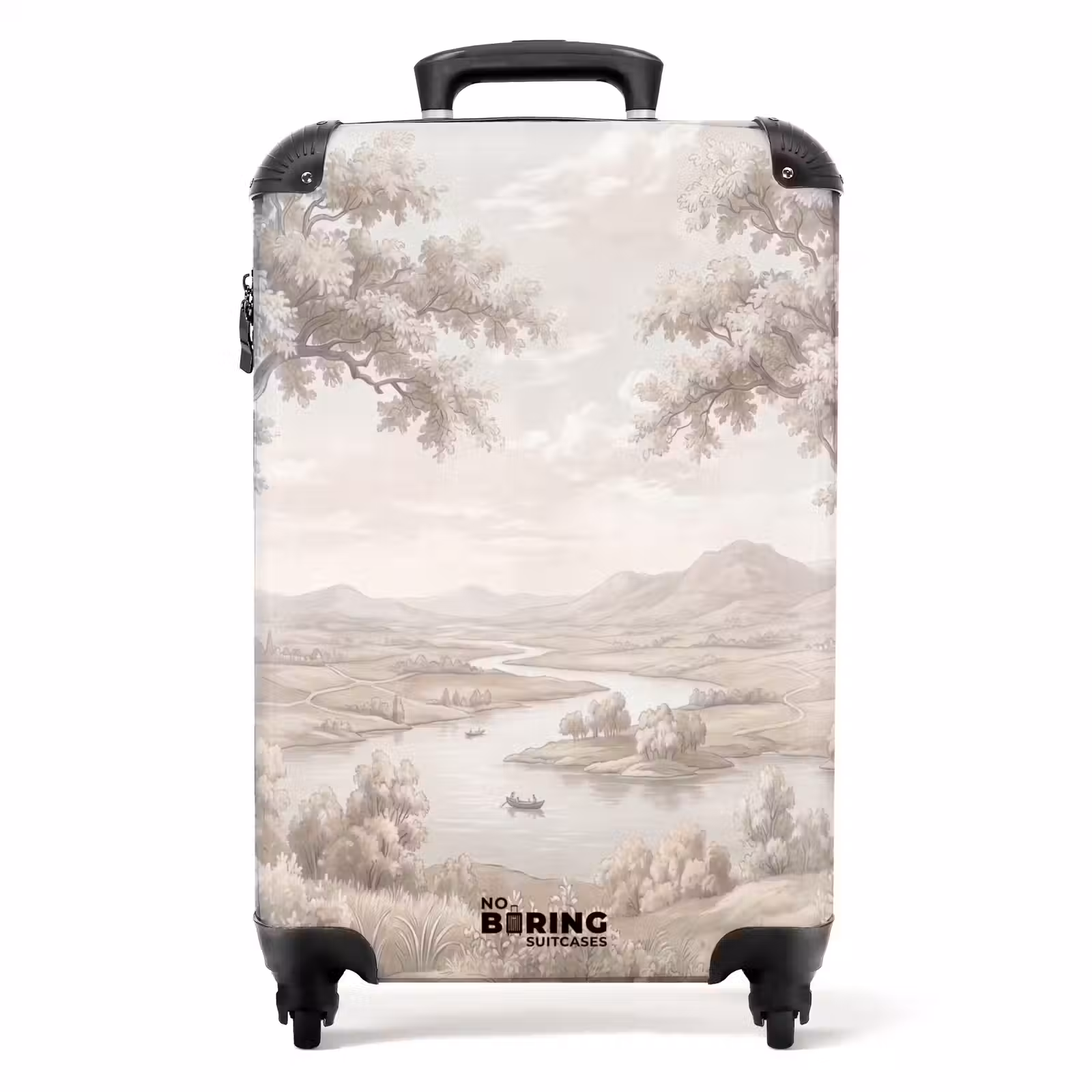 Suitcase - River Landscape - Mountains - Nature - Vintage - Beige — 1