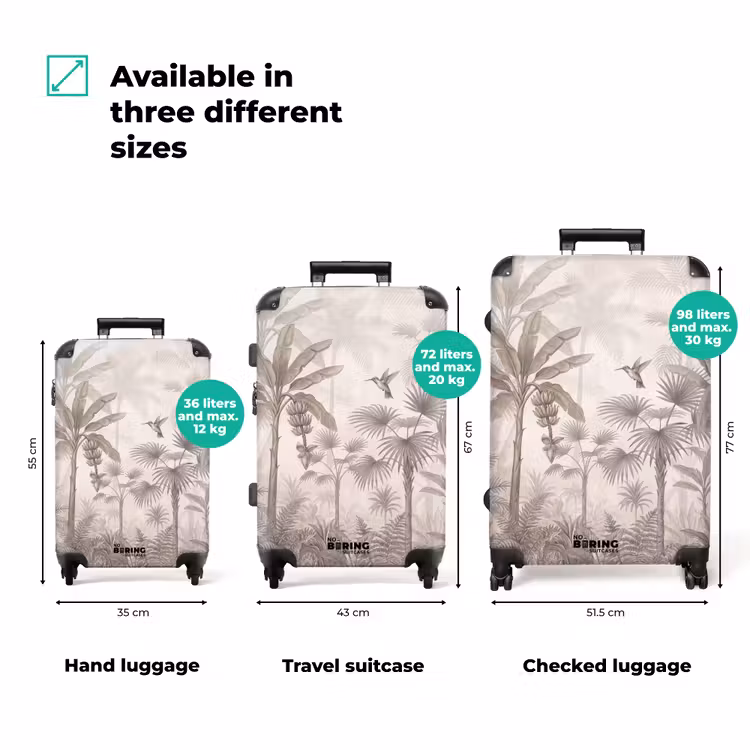 Suitcase - Jungle - Tree of Life - Hummingbird - Beige — 3