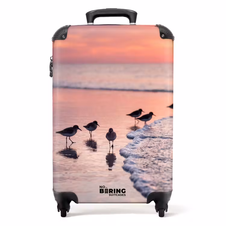 Suitcase - Seagulls - Beach - Sea - Pink — 1