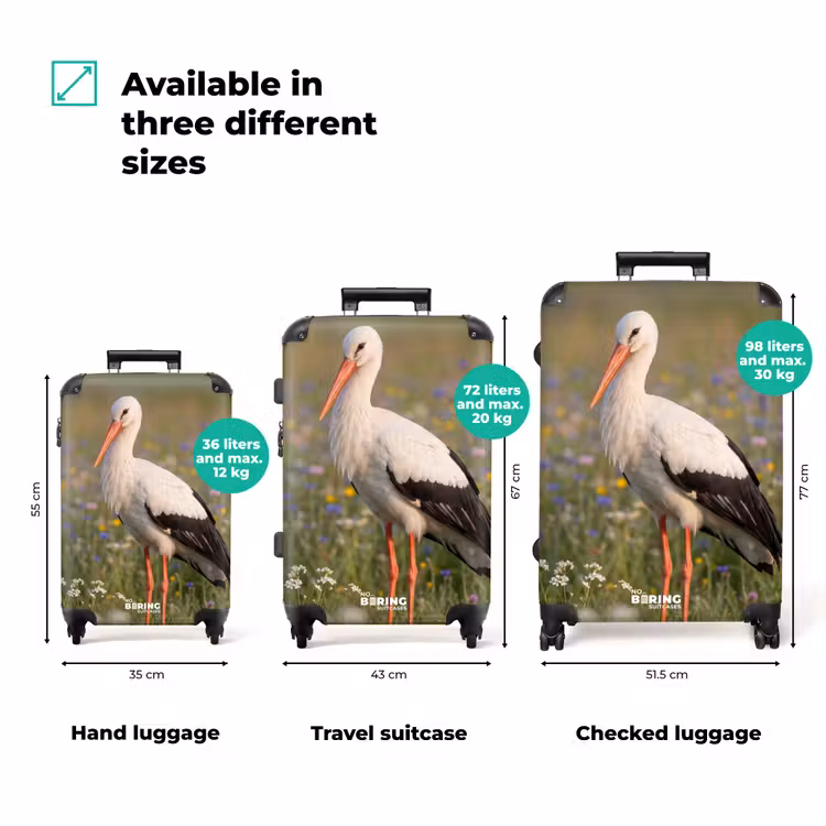 Suitcase - Stork - Flowers - Meadow - Colorful — 3