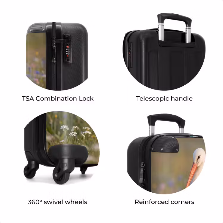 Suitcase - Stork - Flowers - Meadow - Colorful — 8
