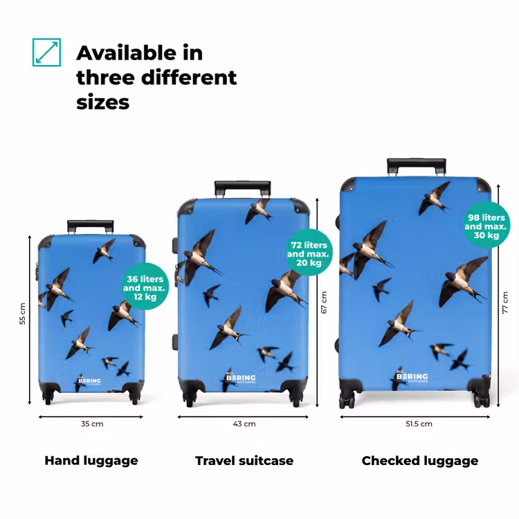 Suitcase - Swallows - Flying - Blue — 3