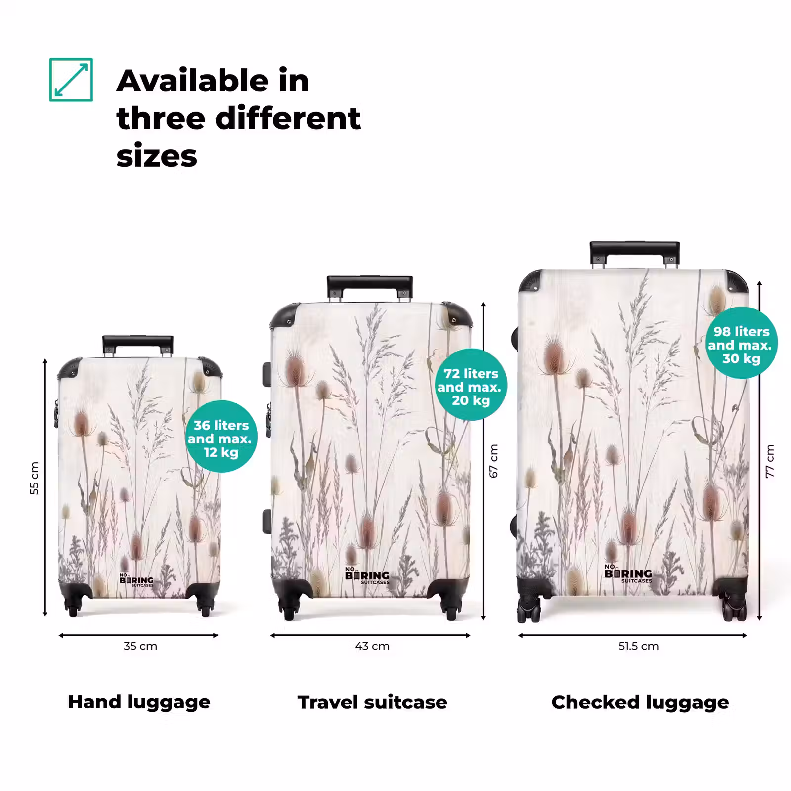 Suitcase - Meadow Flowers - Design - Sepia — 1