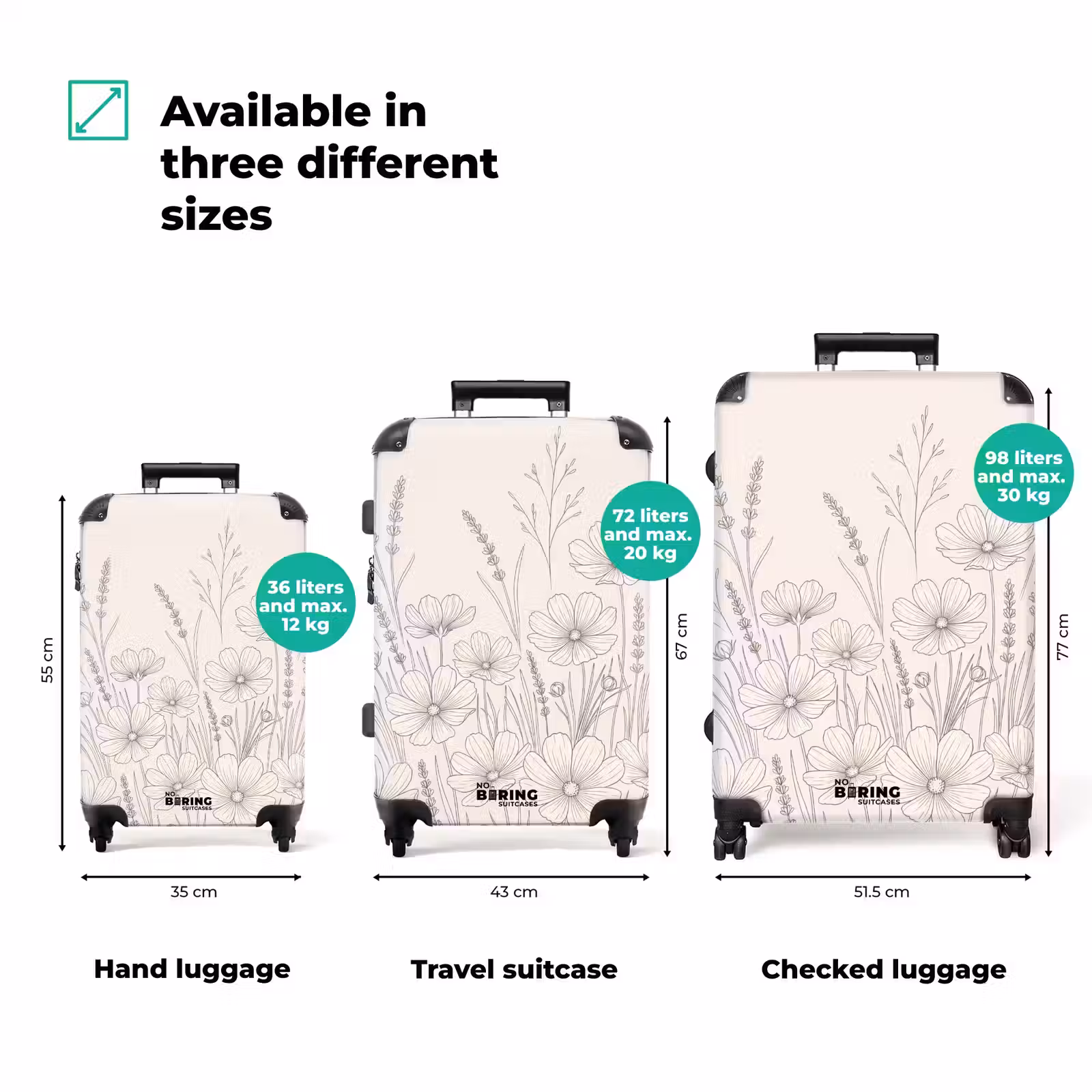 Suitcase - Minimalist - Modern - Floral - Beige — 1