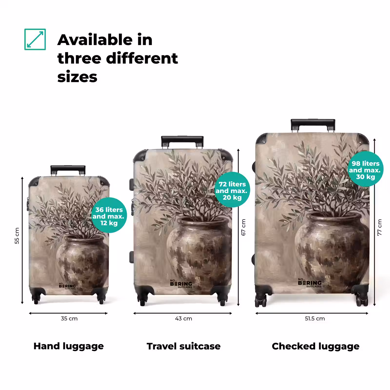 Suitcase - Olive Tree - Clay Pot - Abstract - Beige — 1