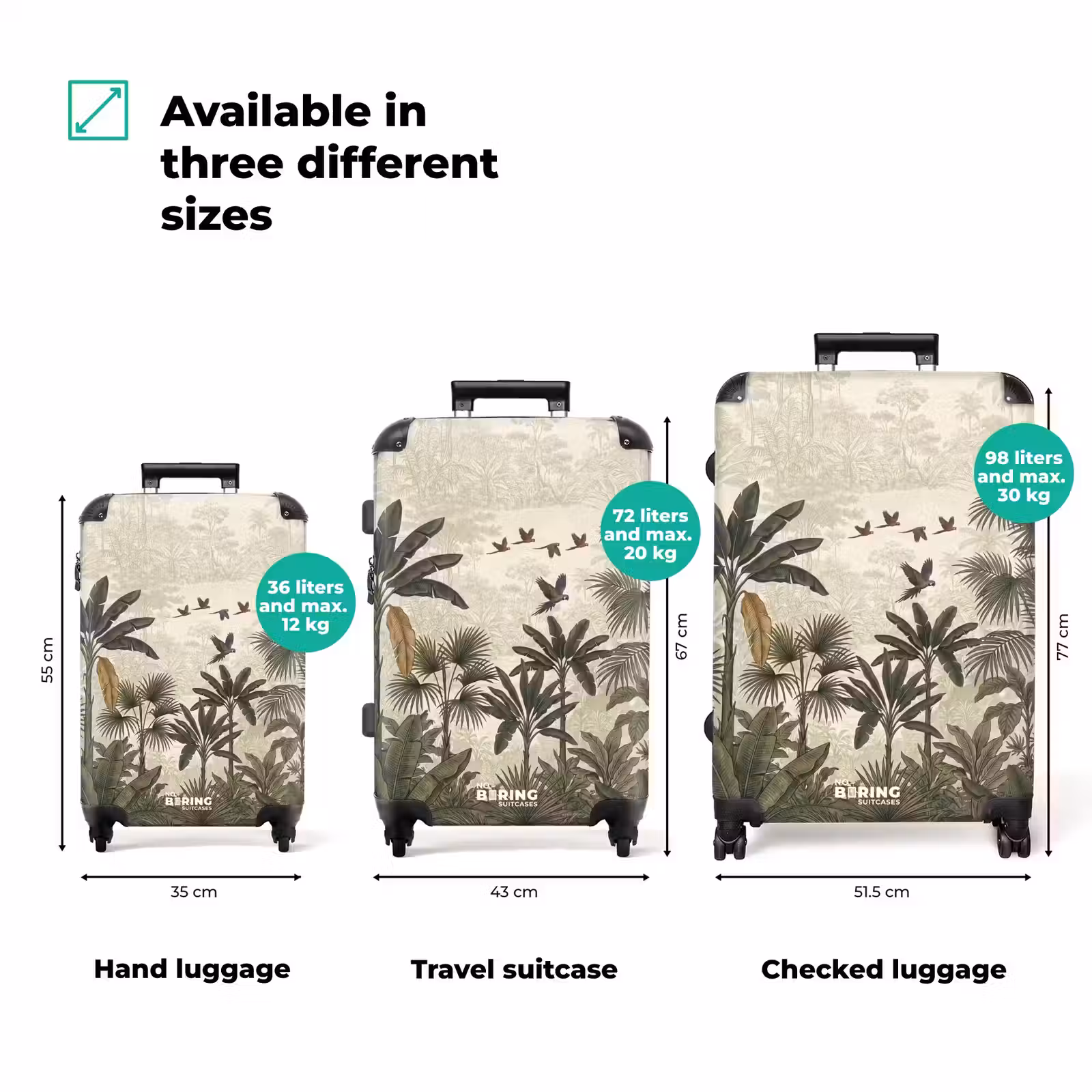 Suitcase - Parrots - Jungle - Tropical - Green — 1