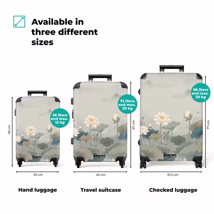 Suitcase - Lotus - Flowers - Green — 3