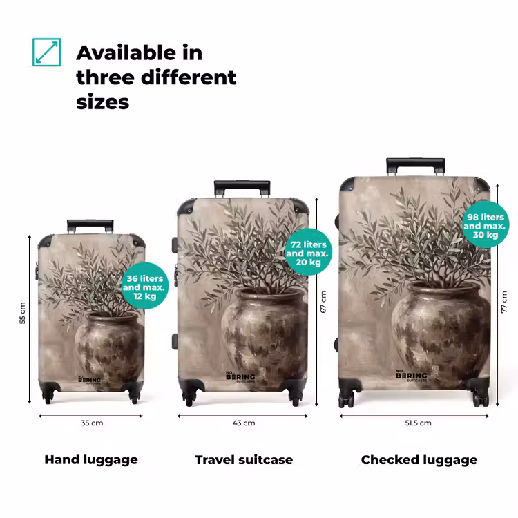 Suitcase - Olive Tree - Clay Pot - Abstract - Beige — 1