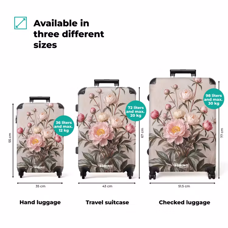 Suitcase - Peonies - Bouquet - Pink — 1