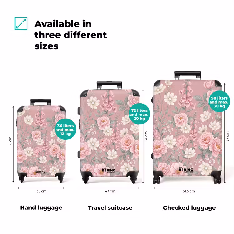 Suitcase - Peonies - Foxglove - Pink — 1