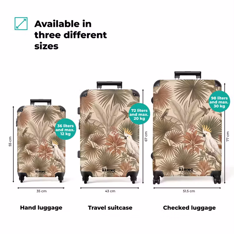 Suitcase - Tropical - Birds - Beige — 1