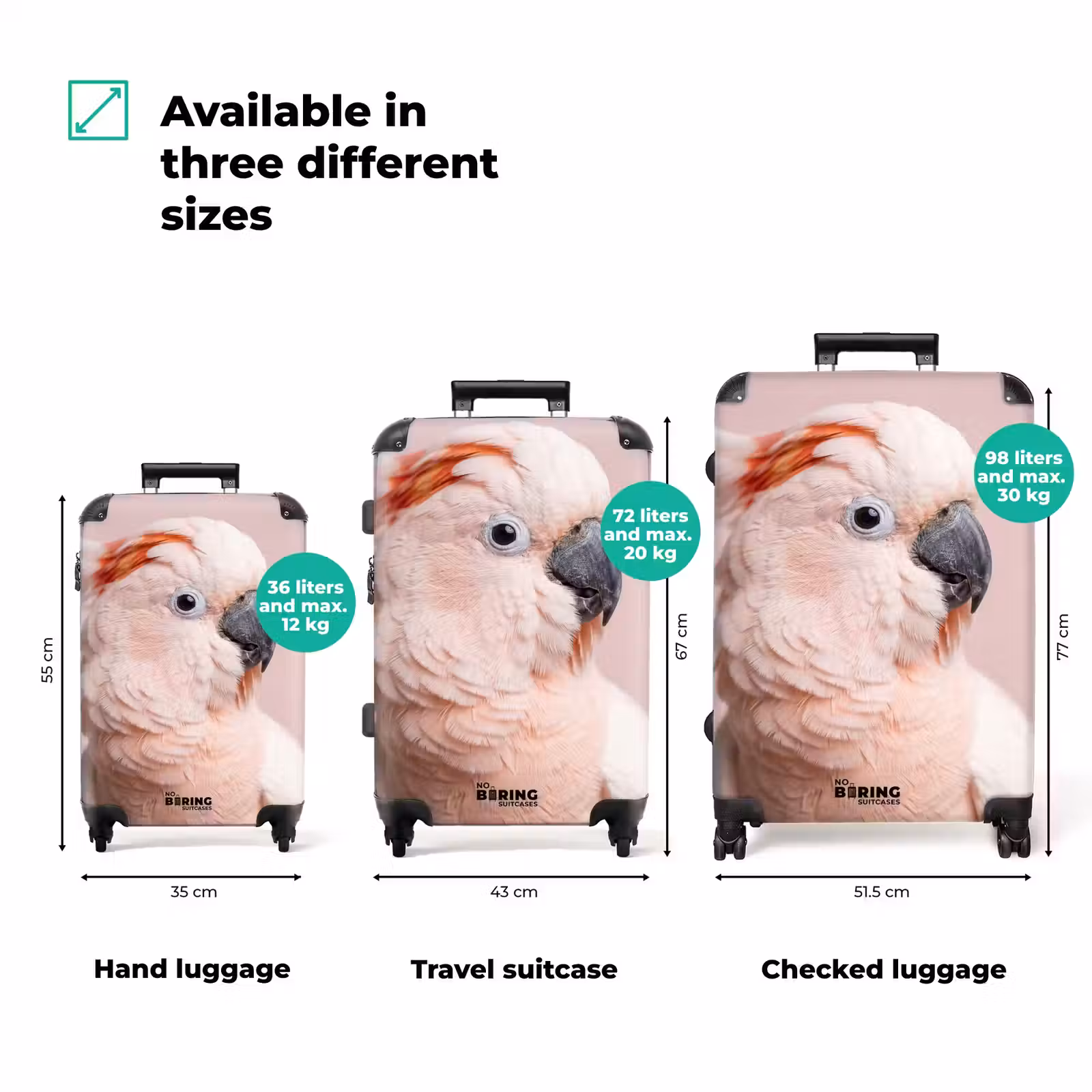 Suitcase - Cockatoo - Portrait - Pink — 1