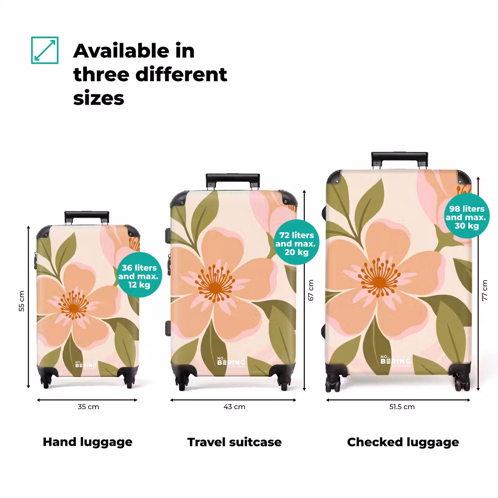 Suitcase - Graphic - Flowers - Pink — 1