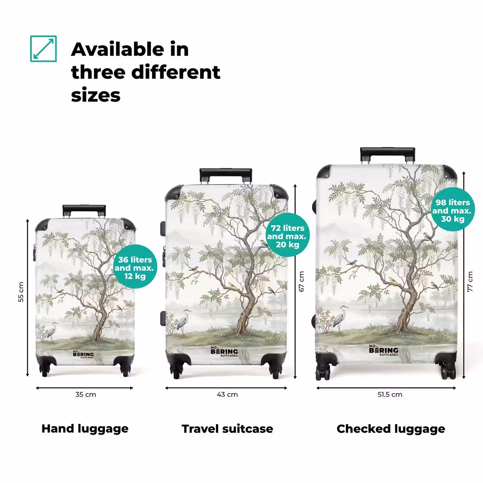 Suitcase - Heron - Landscape - Green — 1