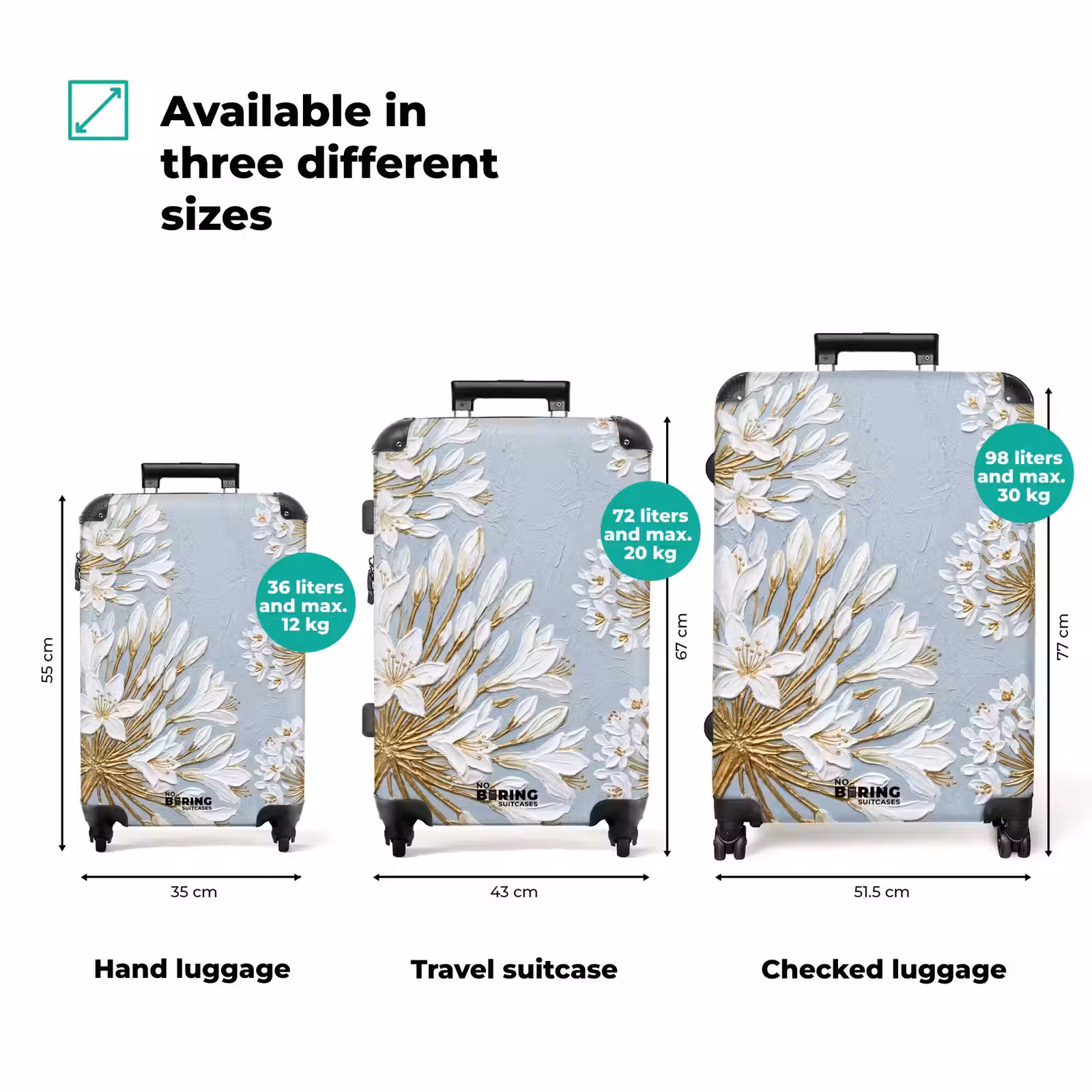 Suitcase - Illustration - Flowers - Blue — 1