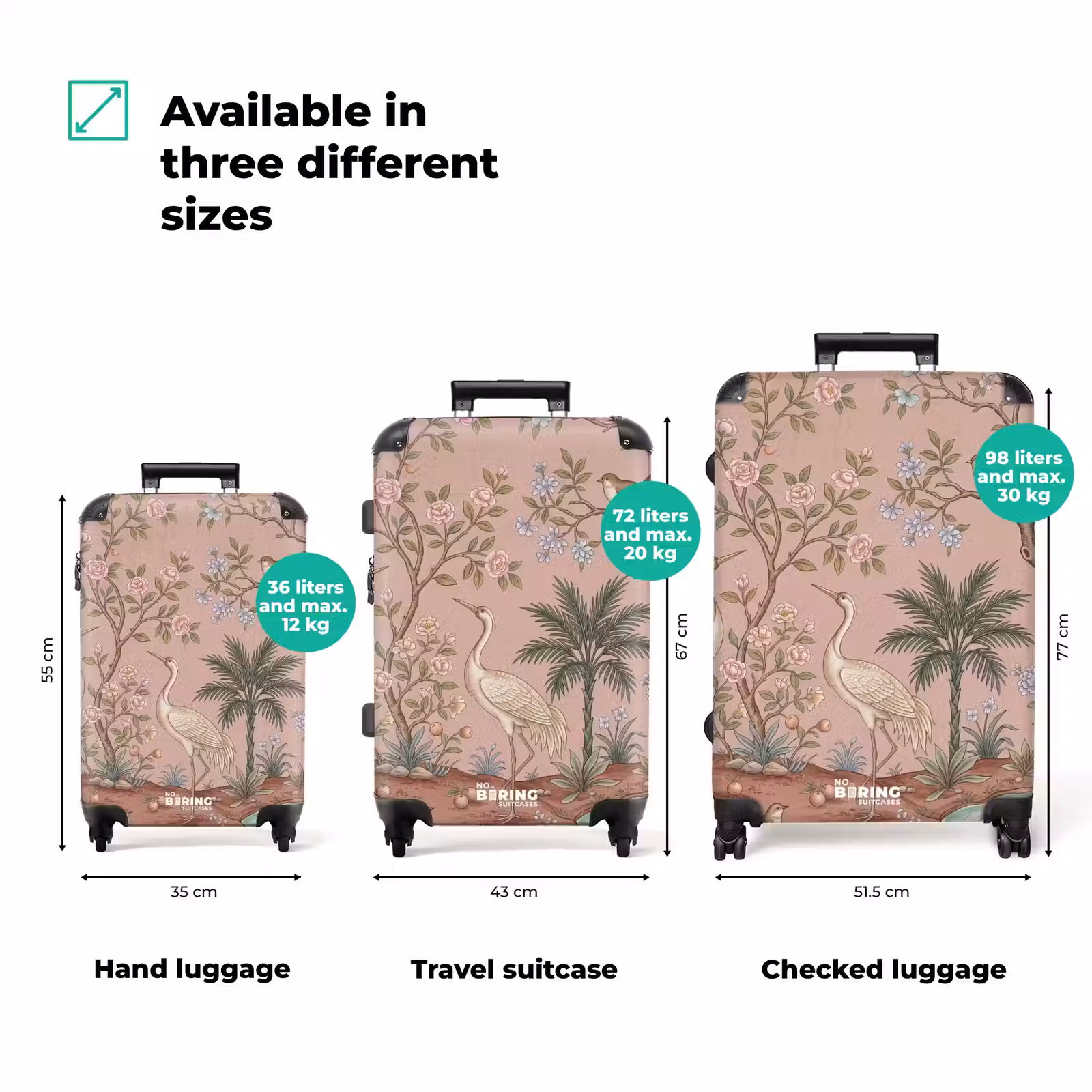 Suitcase - Nostalgic - Herons - Pink — 1