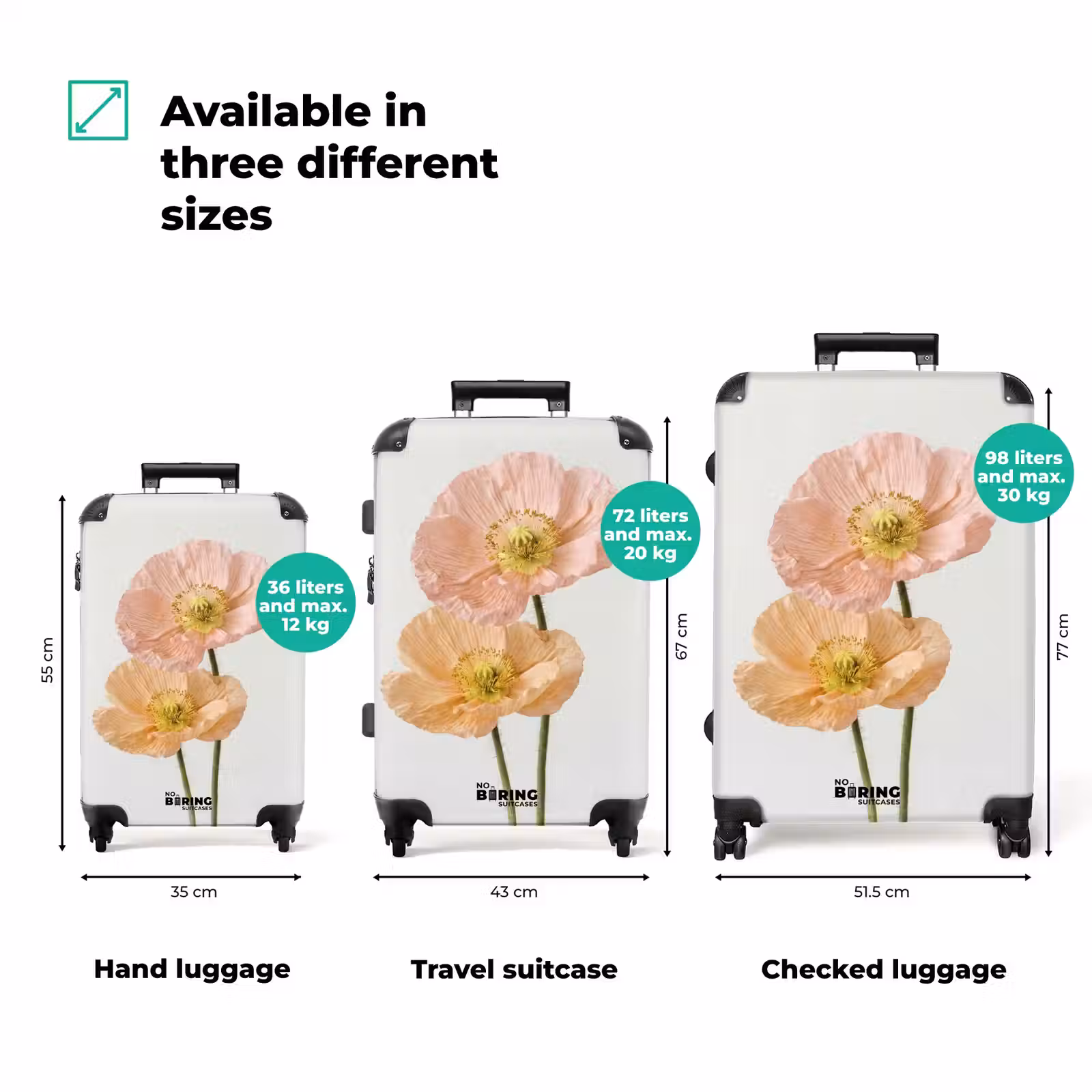 Suitcase - Poppies - Botanical - Pink — 1