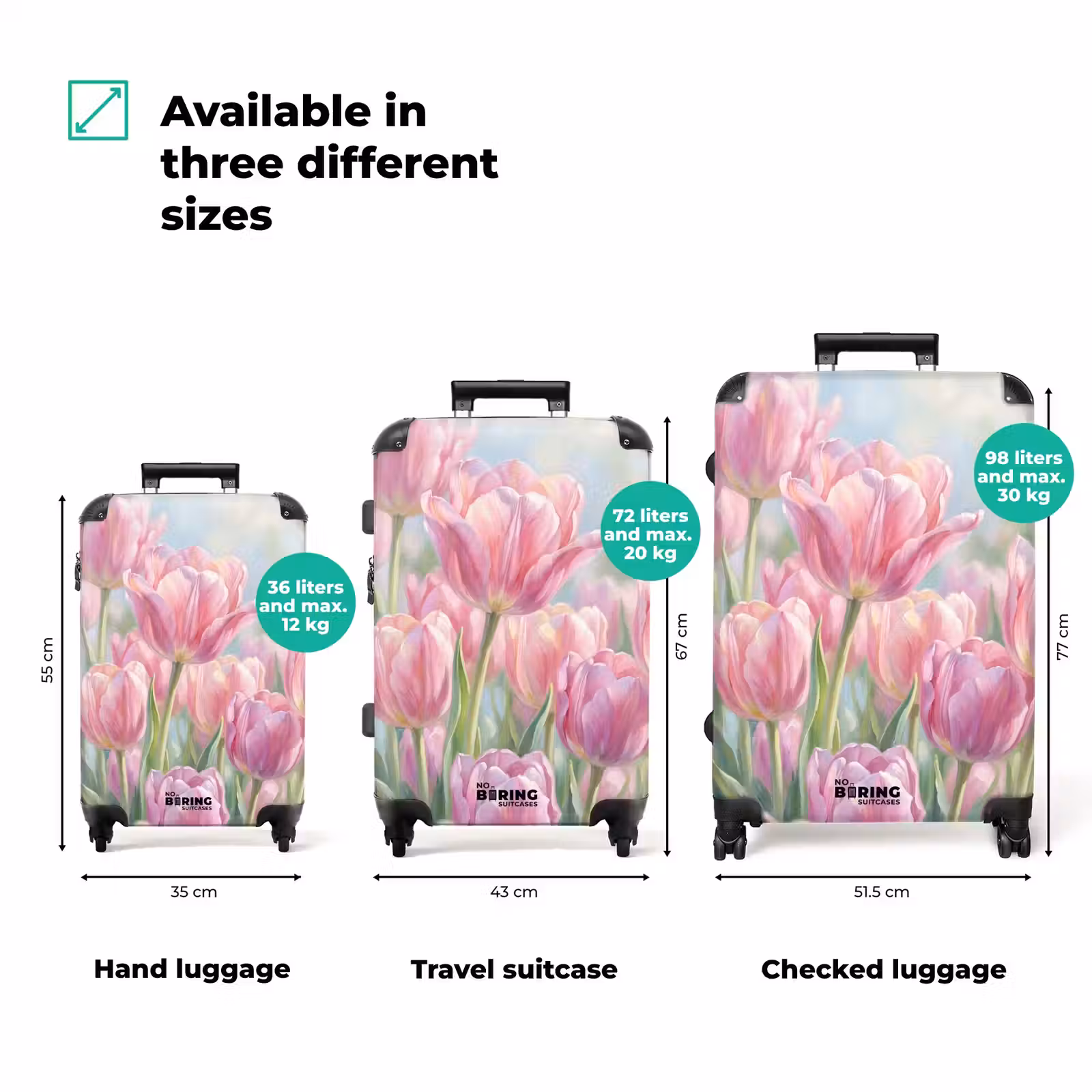 Suitcase - Tulips - Field - Spring - Pink — 1