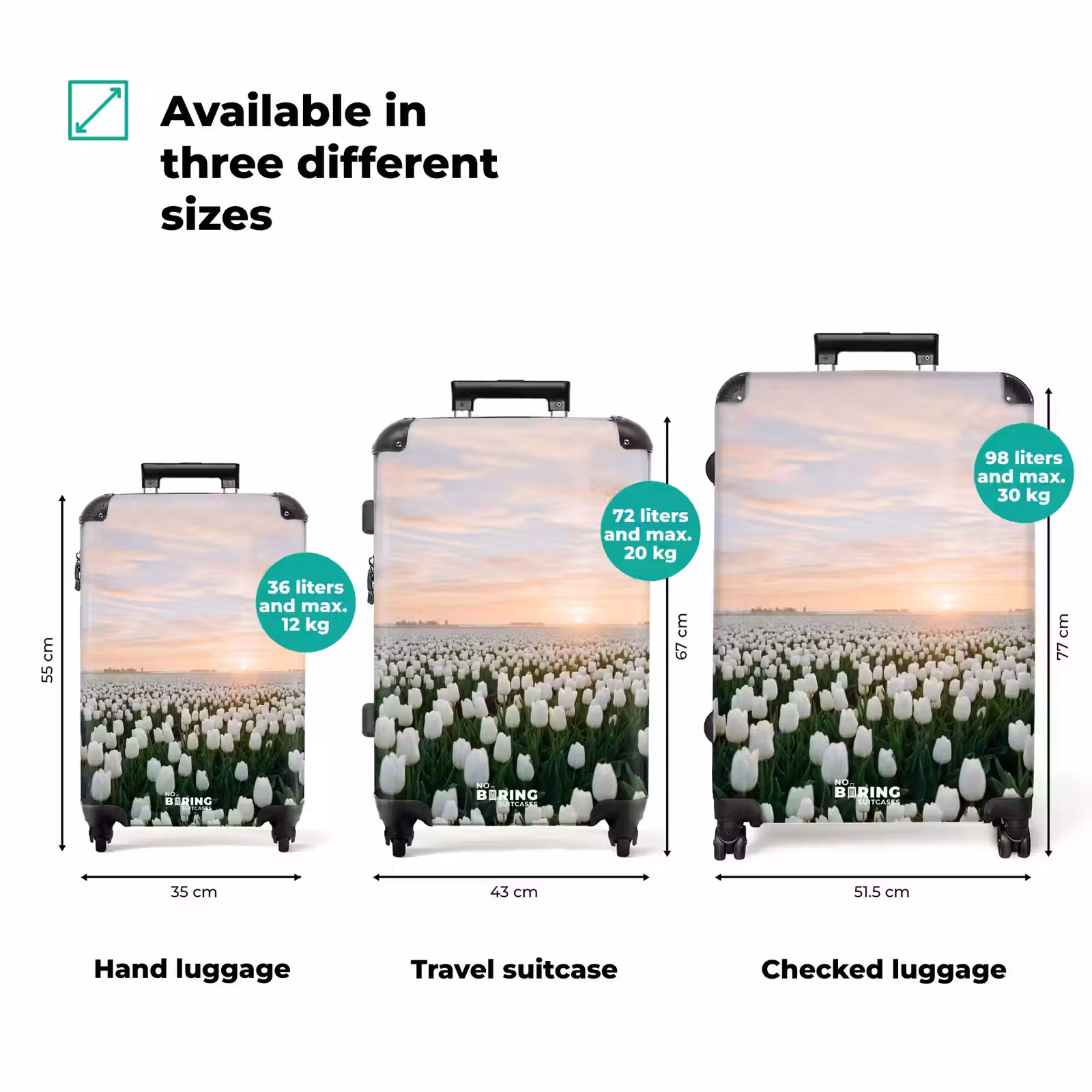 Suitcase - Tulips - Landscape - White — 1