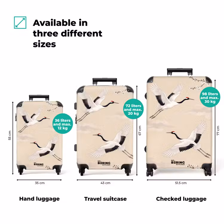 Suitcase - Cranes - Blossom - Beige — 3