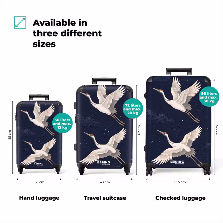 Suitcase - Cranes - Night Sky - Blue — 3
