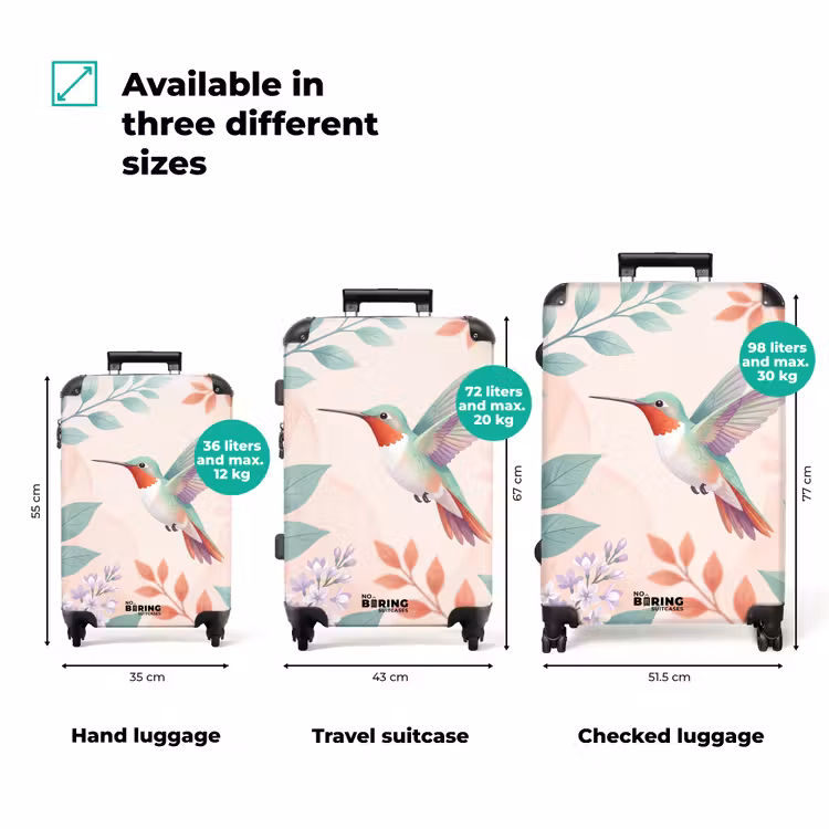 Suitcase - Hummingbird - Flying - Nature - Illustration - Colorful — 1