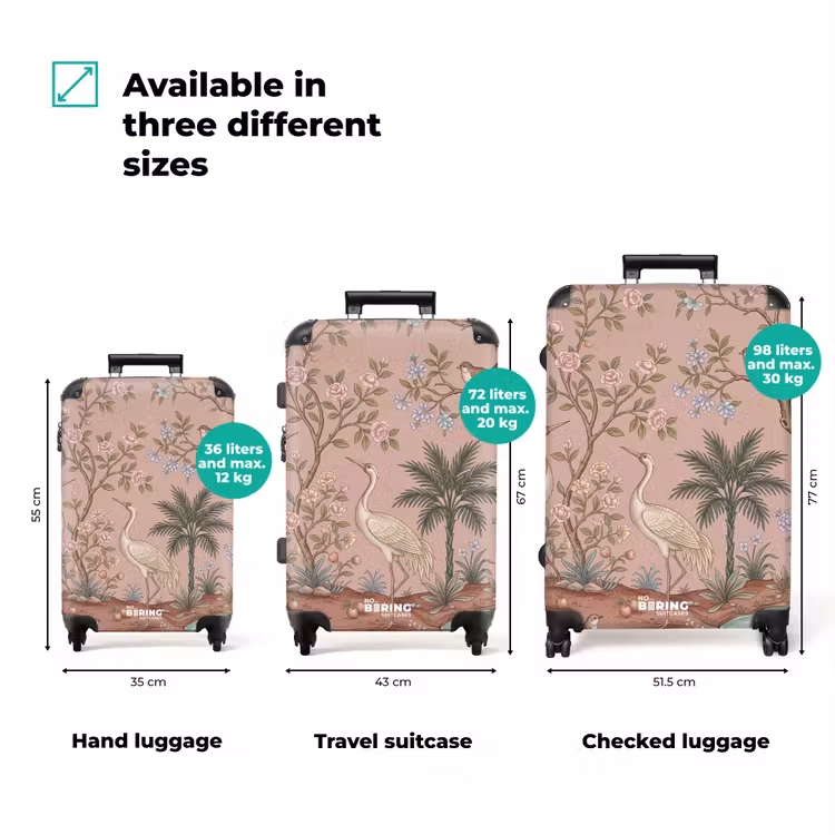 Suitcase - Nostalgic - Herons - Pink — 1