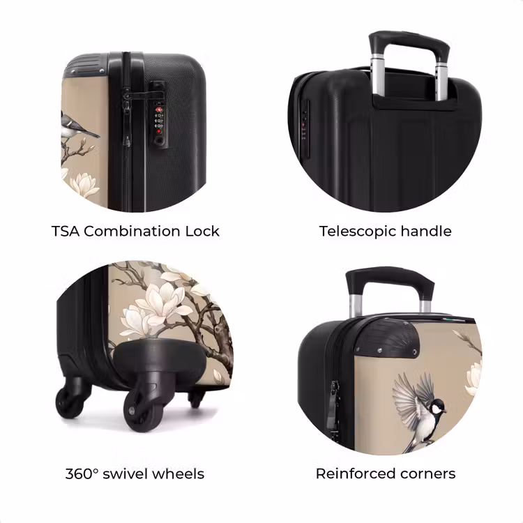 Suitcase - Oriental - Birds - Beige — 8