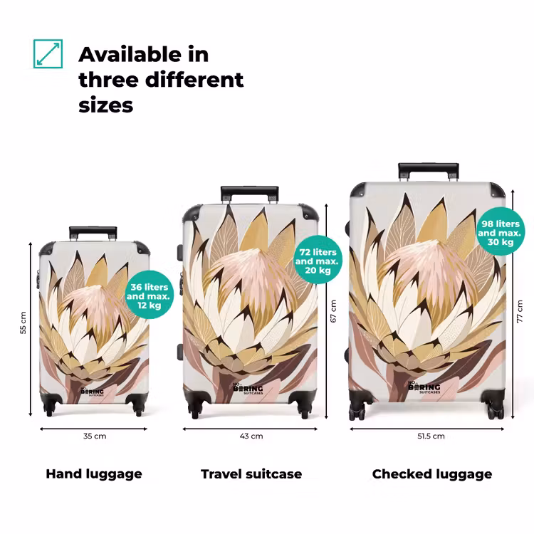 Suitcase - Protea - Flower - Botanical - Beige — 1