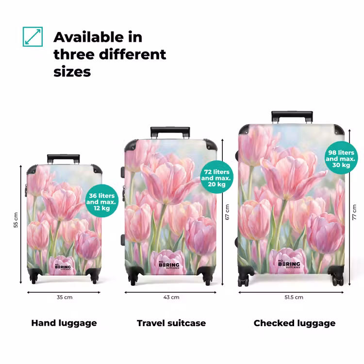 Suitcase - Tulips - Field - Spring - Pink — 1