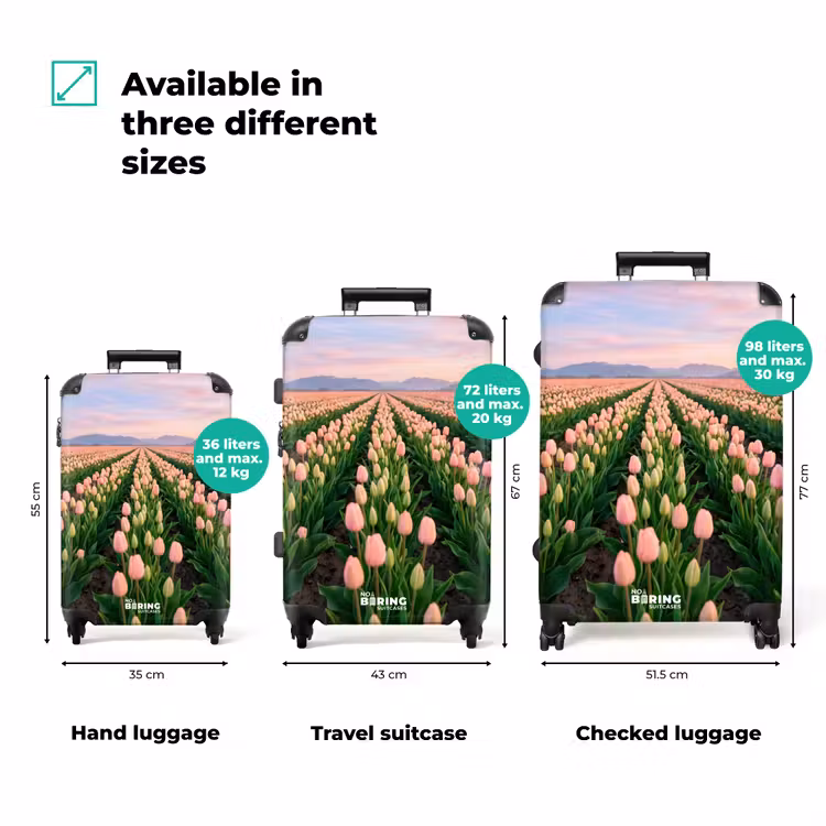 Suitcase - Tulips - Landscape - Pink — 1