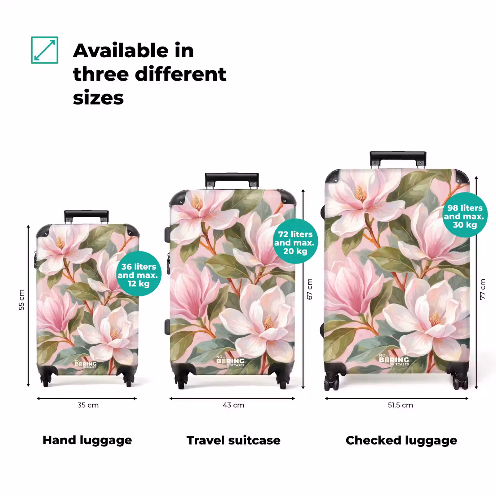Suitcase - Magnolias - Pattern - Pink — 1