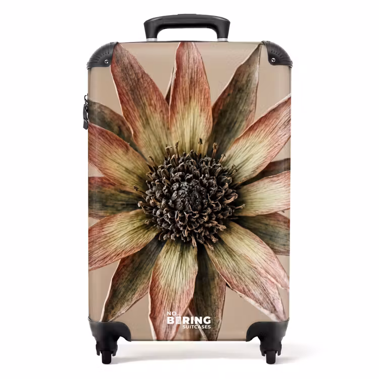 Suitcase - Dried Flower - Protea - Vintage - Beige - Rustic — 1