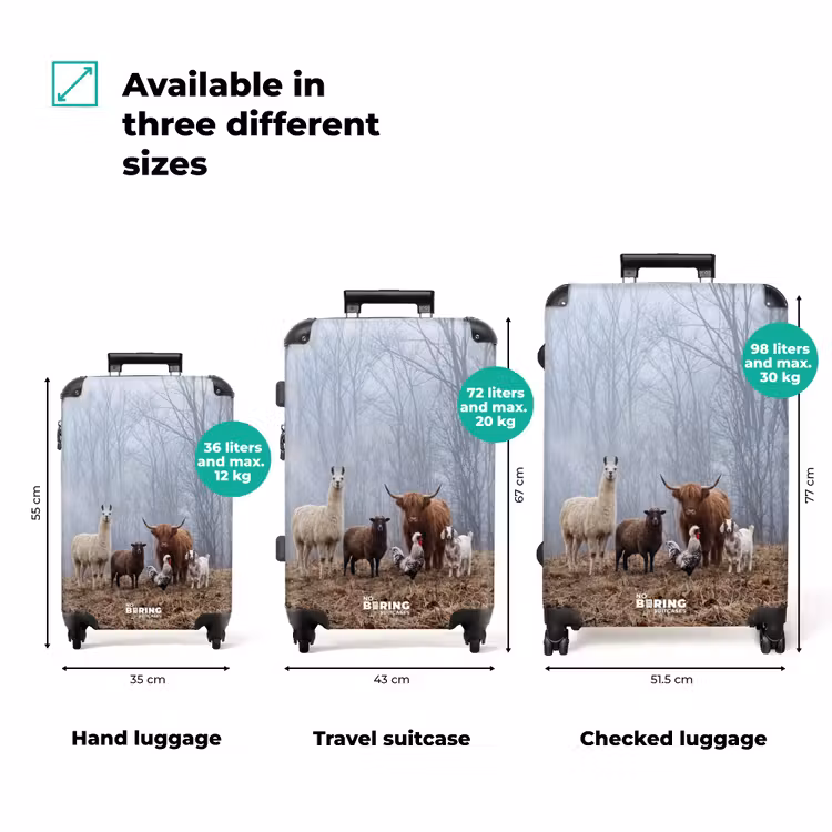 Suitcase - Farm Animals - Group - Fog - Nature - Rustic — 3