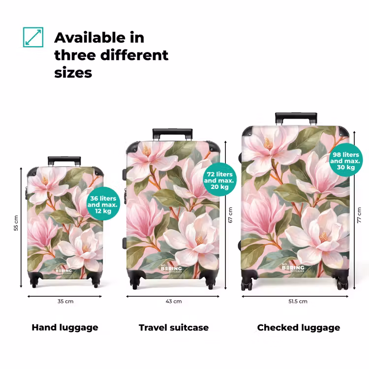 Suitcase - Magnolias - Pattern - Pink — 1