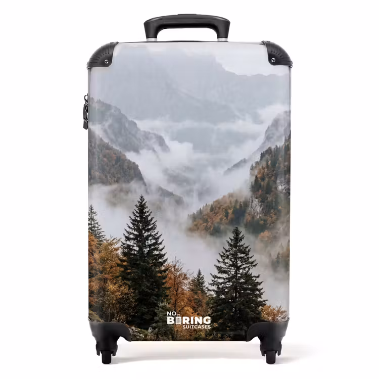 Suitcase - Mountains - Valley - Fog - Fall - Nature — 1