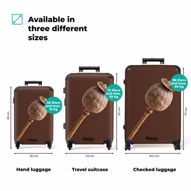 Suitcase - Poppy Bulb - Dried Flower - Brown - Minimalist — 3